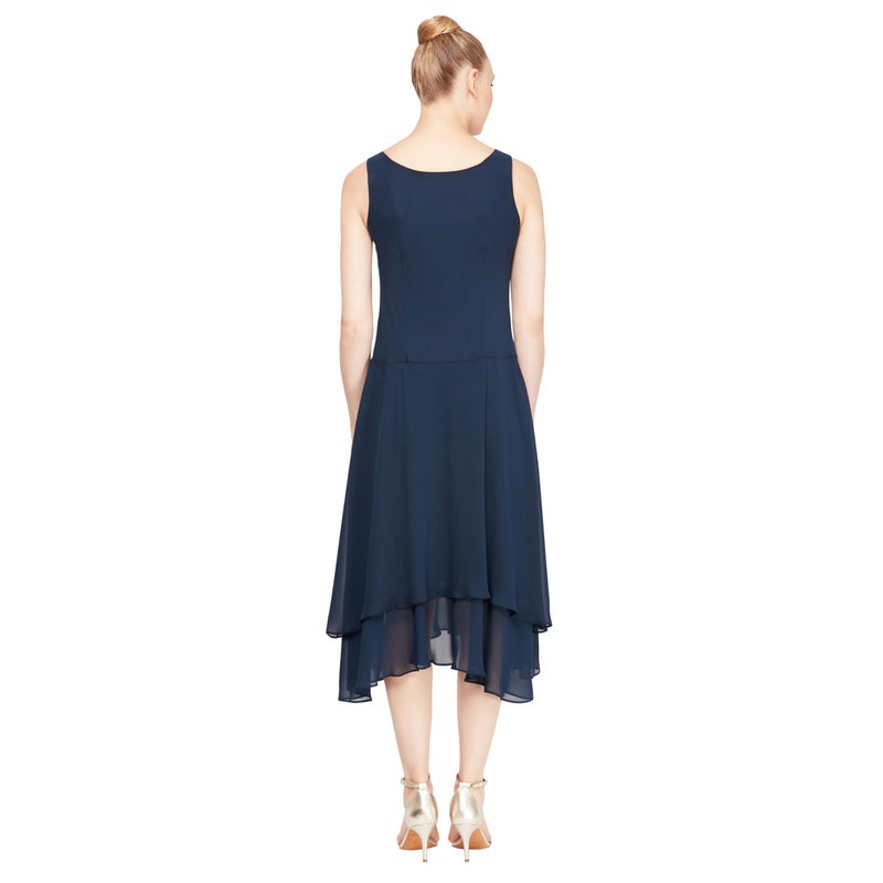 S.L. Fashions Women's Mother of The Bride Dress with Embellished Neckline & Shoulder, Wedding Guest, Navy, 18 - Image 4